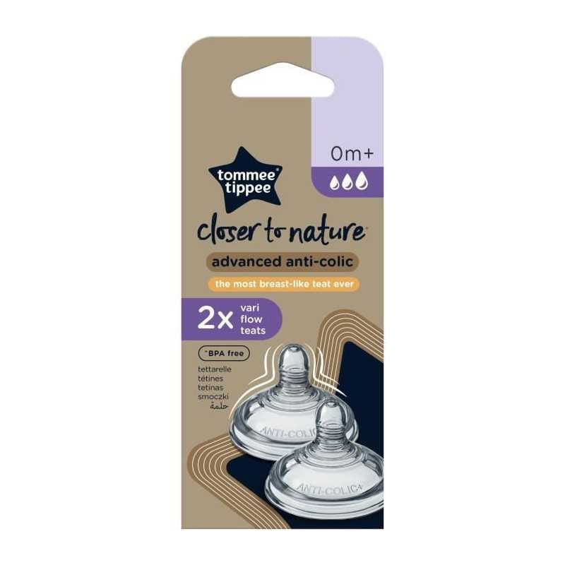Tommee Tippee 2 Tétines Anti-Colique Avancé Débit Variable 0 mois+