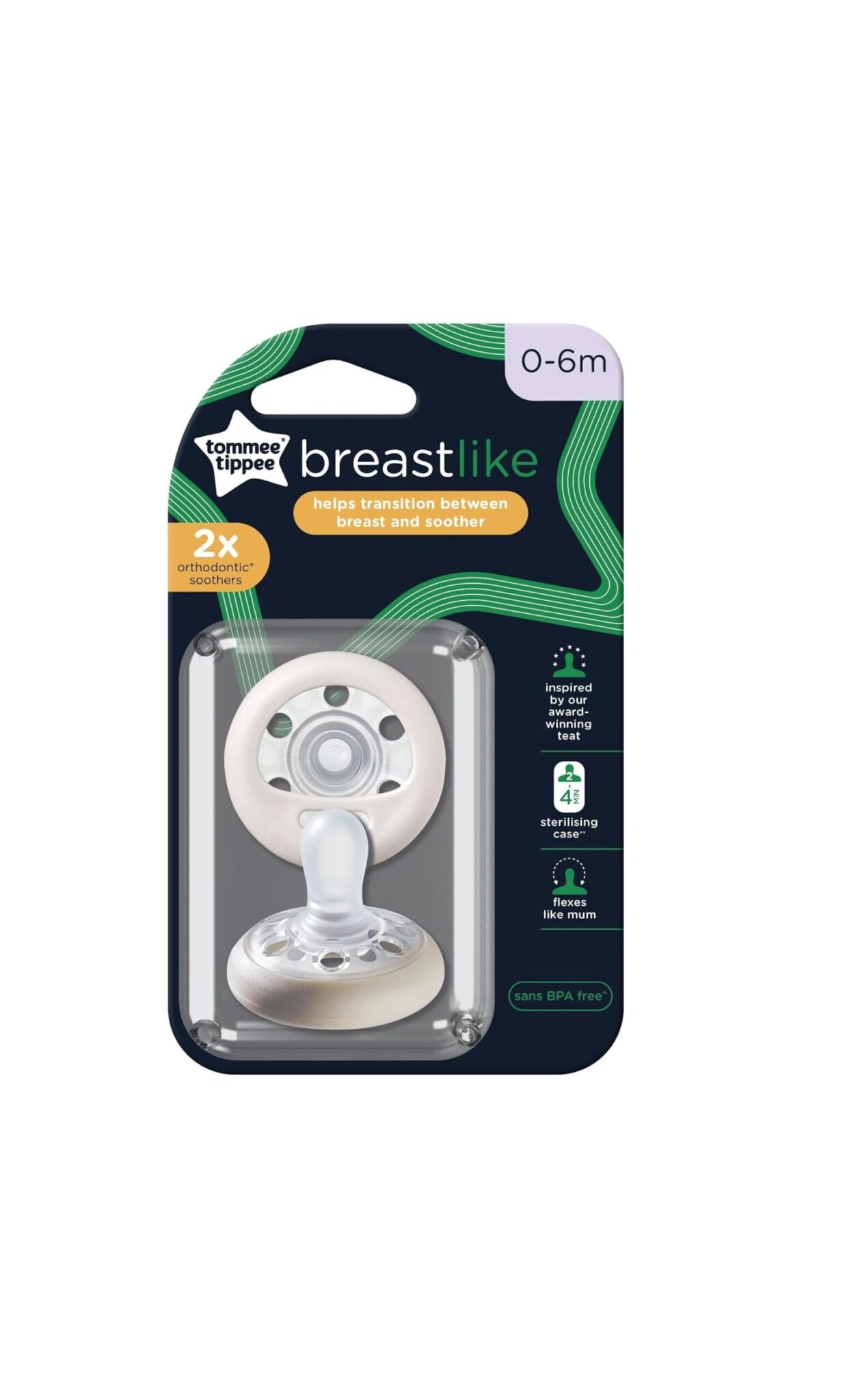 Tommee Tippee Lot de 2 sucettes closer to nature forme naturelle 0-6 mois