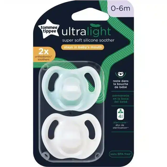 Tommee Tippee Lot de 2 Sucettes En Silicone Ultra Light 0-6 mois