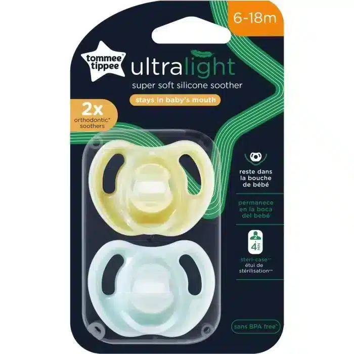 Tommee Tippee Lot de 2 Sucettes En Silicone Ultra Light 6-18 mois
