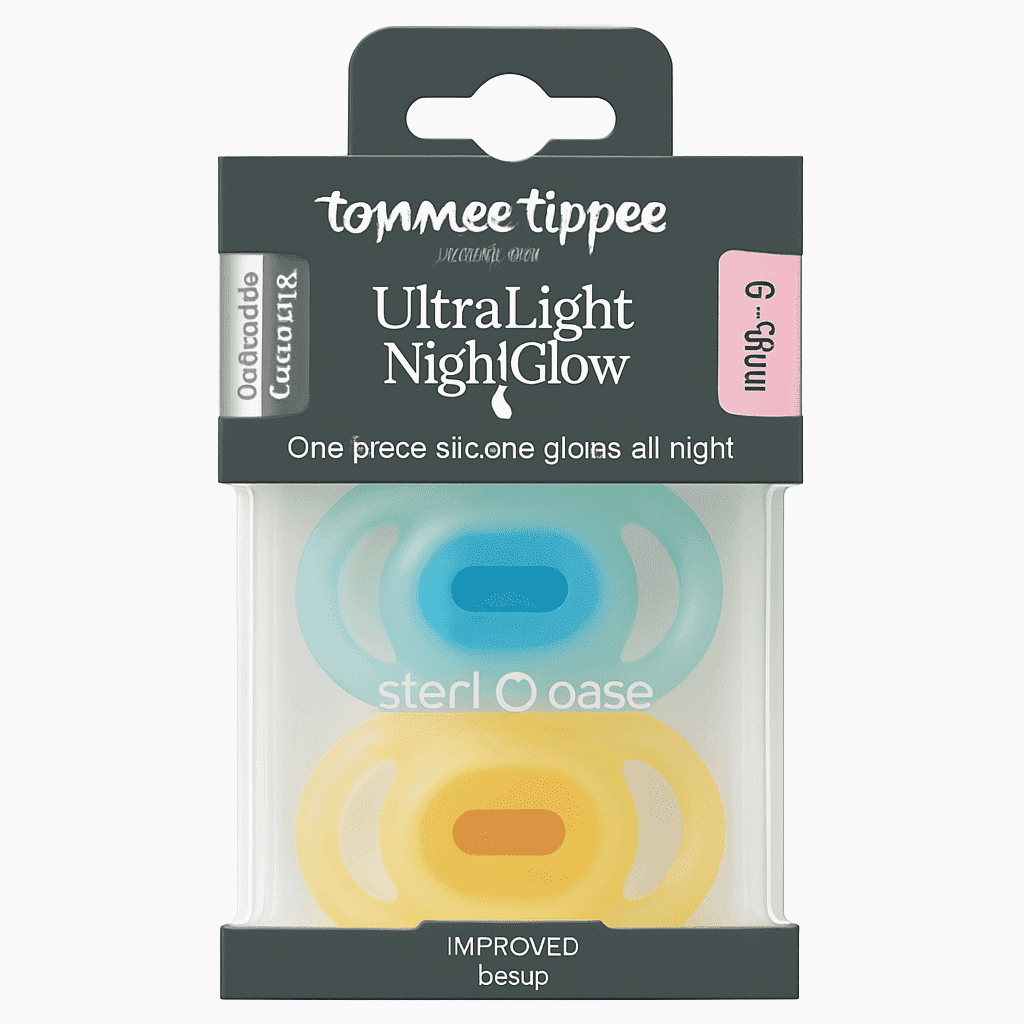 Tommee Tippee Lot de 2 Sucettes En Silicone Ultra Light Night Glow 6–18 mois Jaune et Bleu