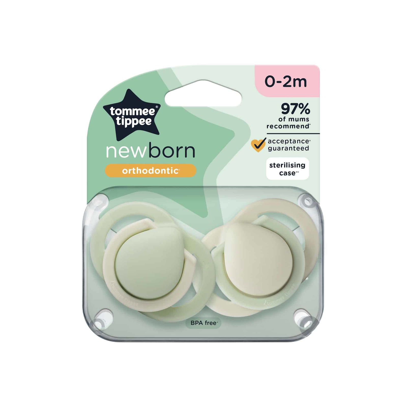 Tommee Tippee Lot de 2 sucettes newborn 0-2m Sage