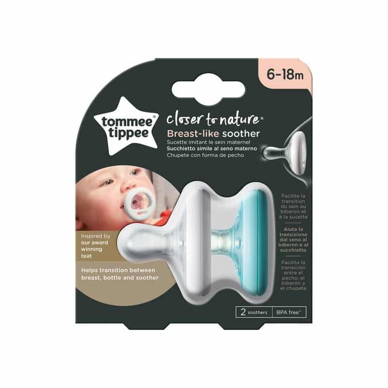 Tommee Tippee Lot de 2 sucettes closer to nature forme naturelle 6-18 mois