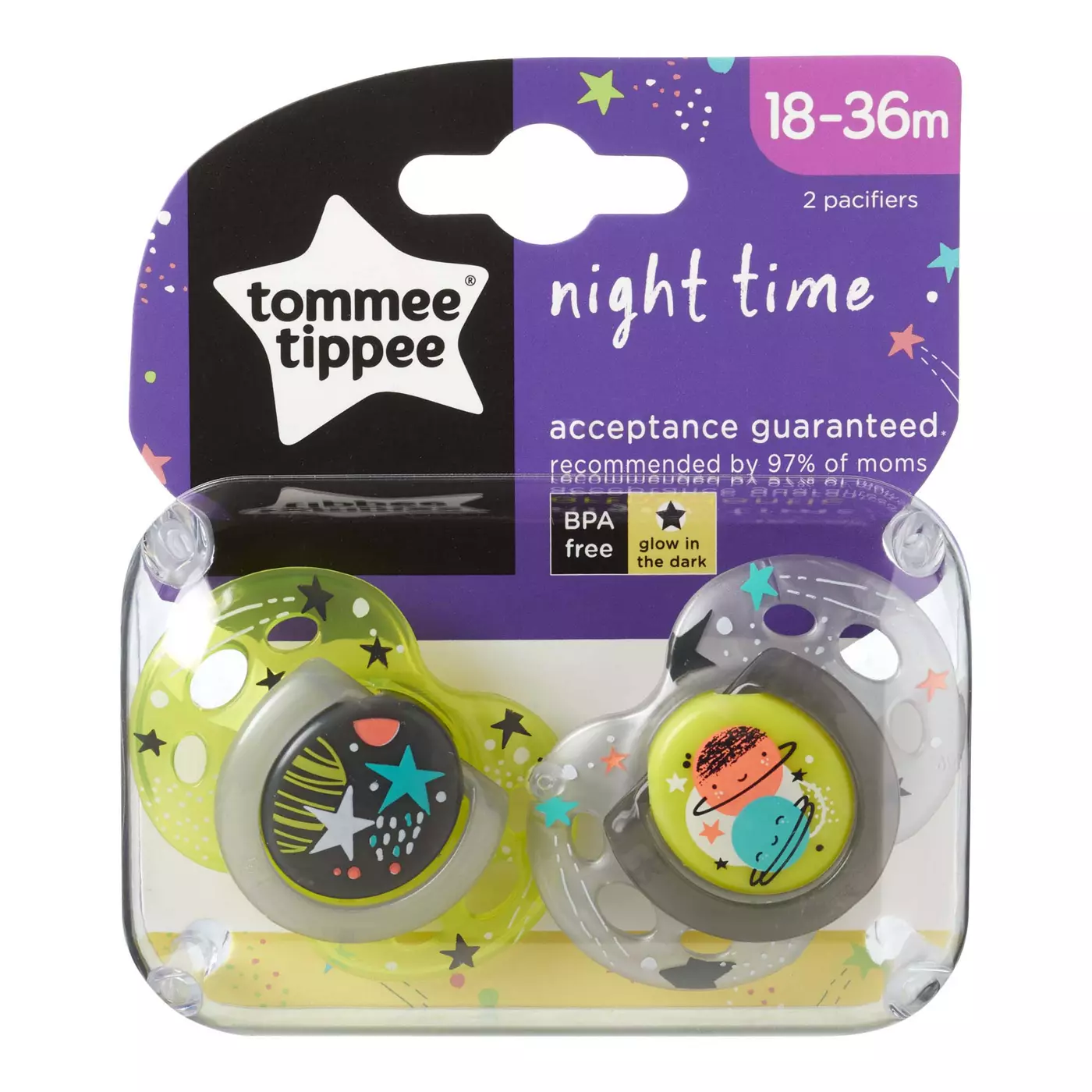 Tommee Tippee Sucette Night time Orthodontic 18-36m Space