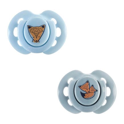 Tommee Tippee Lot de 2 sucettes Fun friends orthodontic 0-6 mois bleu Renard