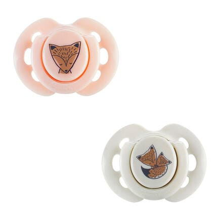 Tommee Tippee Lot de 2 sucettes Fun friends orthodontic 0-6 mois Beige-Rose Renard