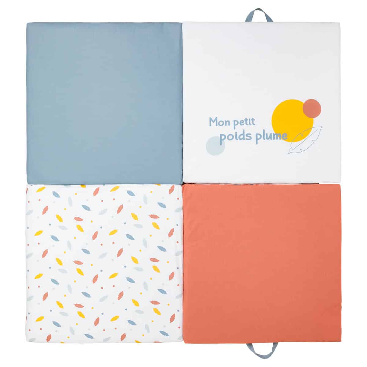 Babycalin Tapis câlin 3 en 1 en coton 120×120 cm- Plumes