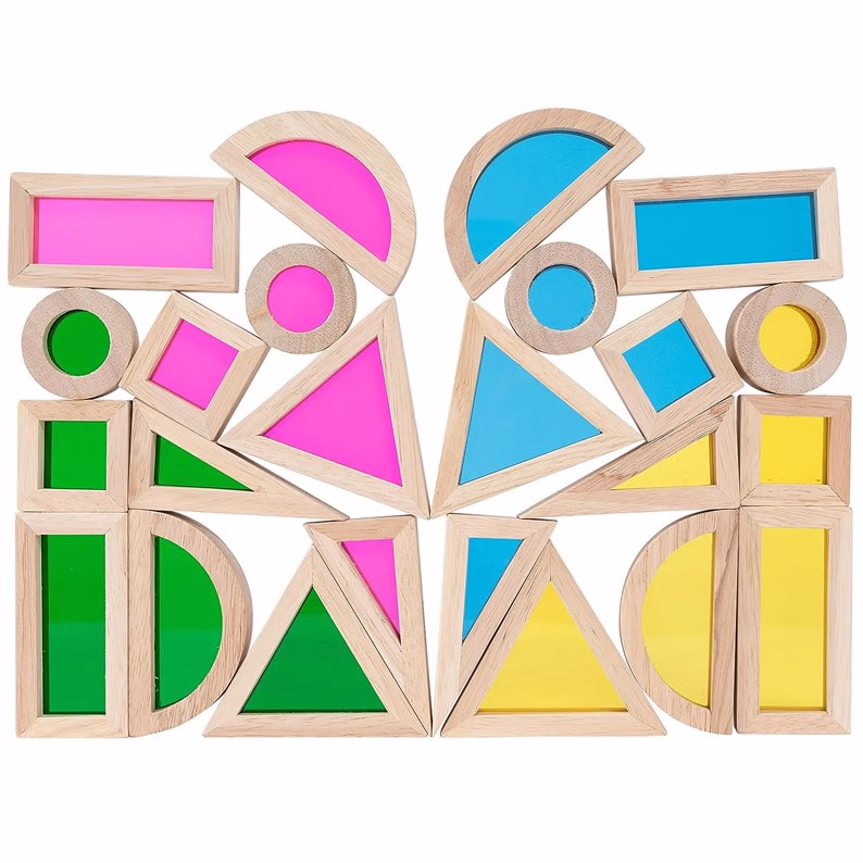 Blocs de construction 24 pièces en bois multi couleurs 18m+
