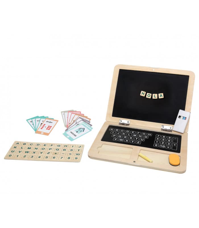 Kiokids Jouet ordinateur portable en bois