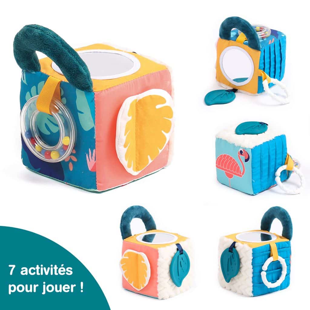Ludi Cube d’éveil en tissu « Feuille »