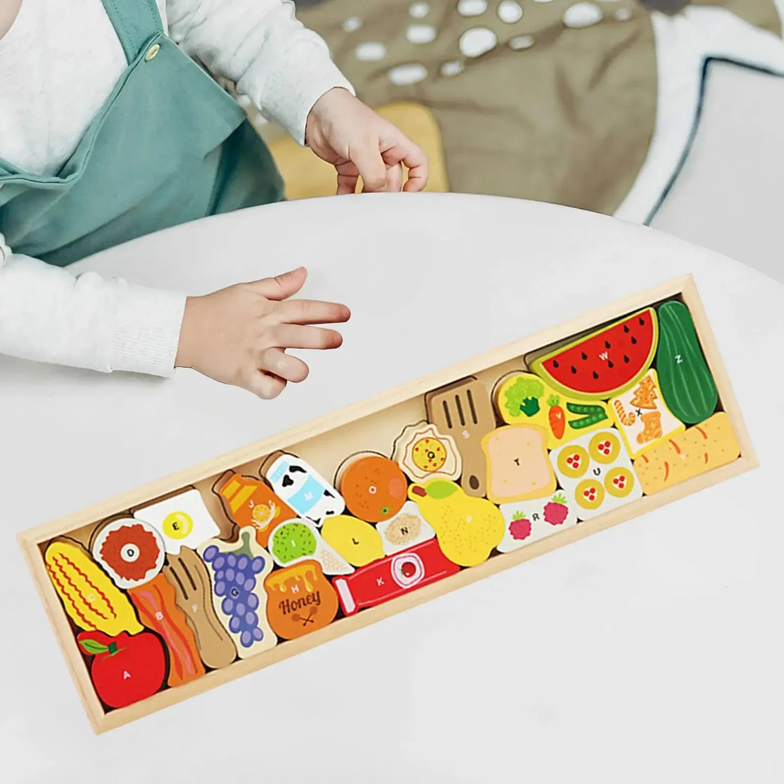Puzzle aliments en bois