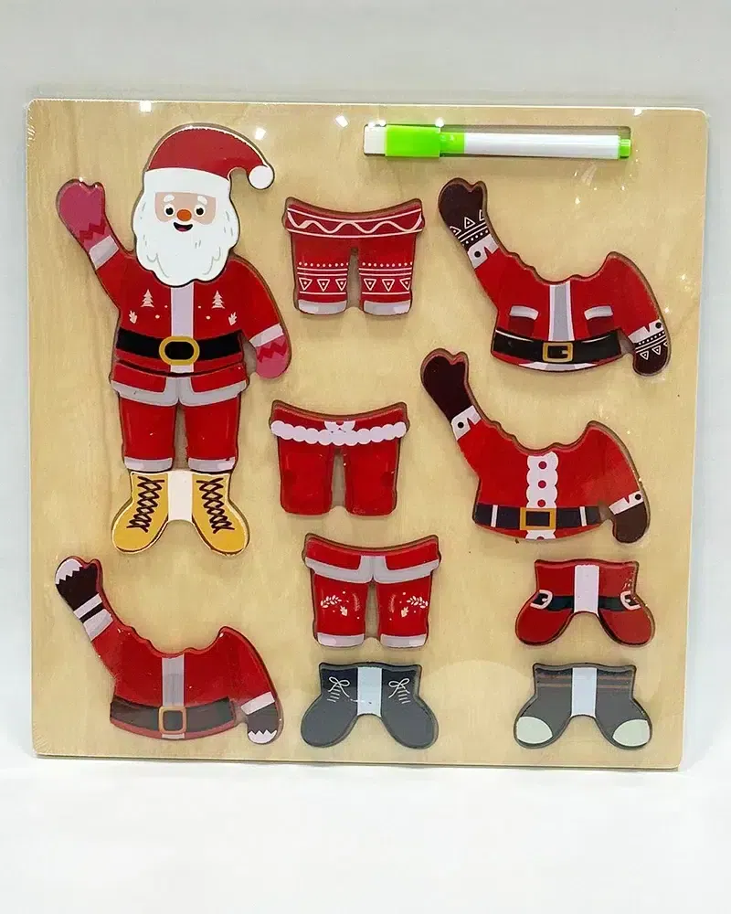 Puzzle & Ardoise en Bois Personnage Père Noël