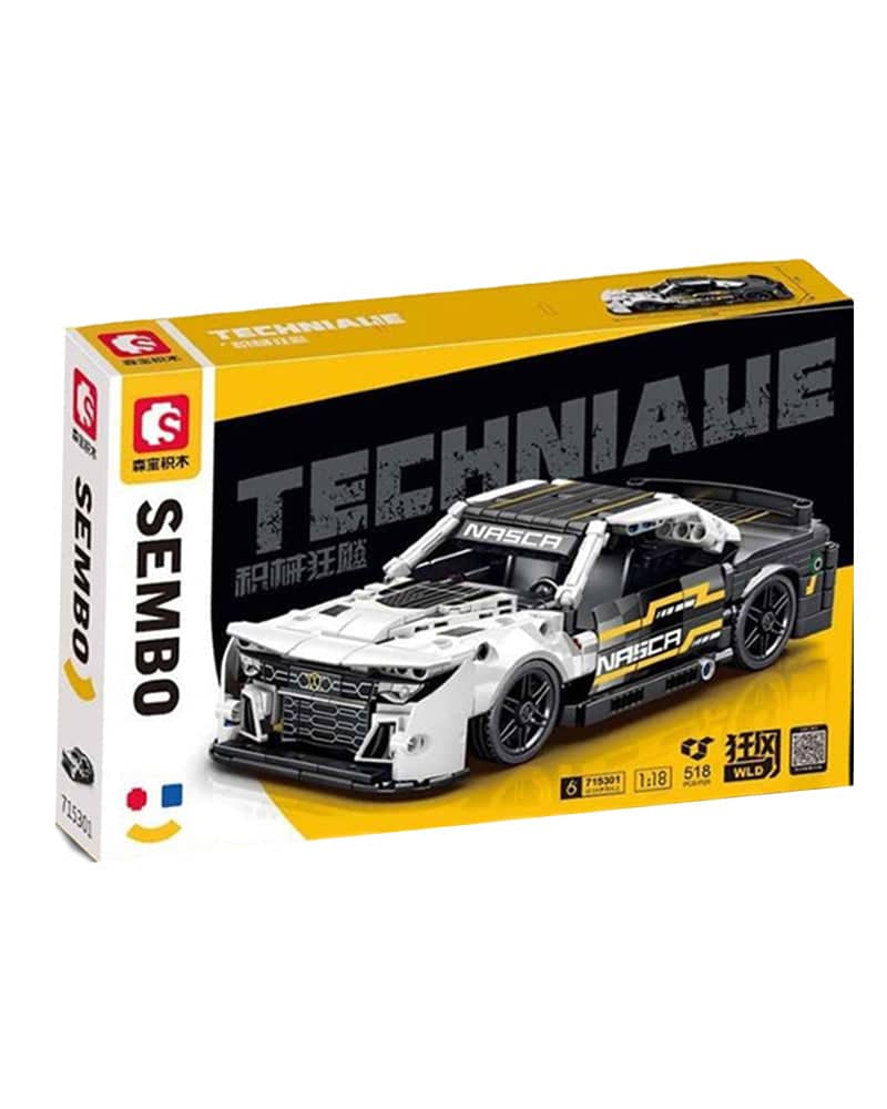 Sembo Blocs De Construction Voiture de Course +6A – Blanc & Noir