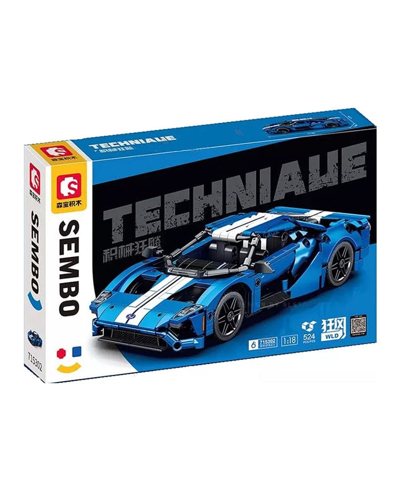 Sembo Blocs De Construction Voiture de Course +6A – Bleu