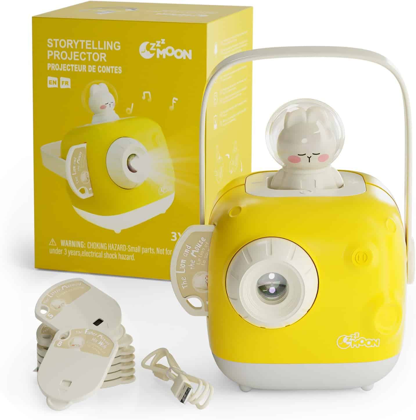 ZzzMoon Conteur des histoires avec Projecteur Bilingue – Jaune