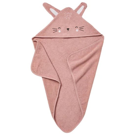 Babycalin Cape de bain ludique 75×75 cm –  Lapin rose