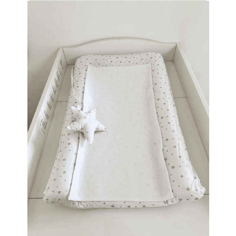 Matelas à langer imperméable avec housse – Etoiles Gris