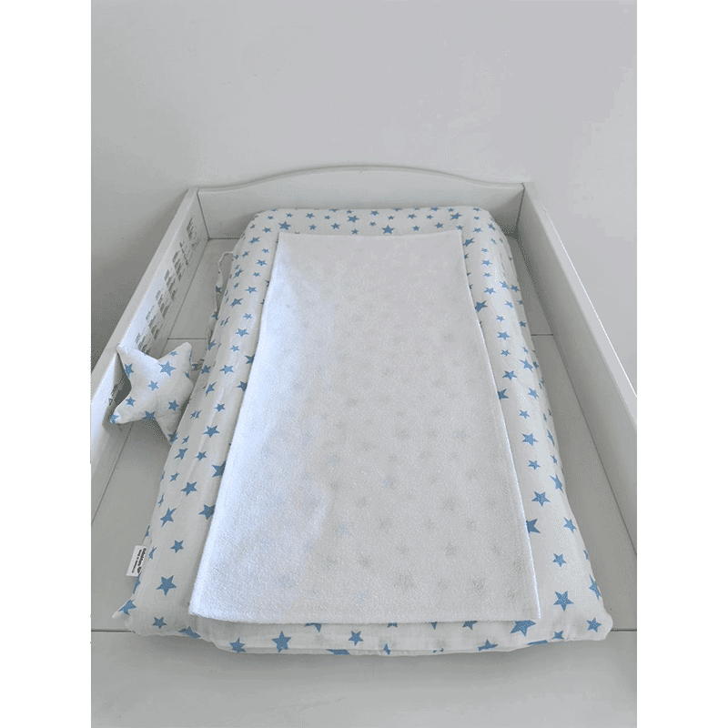 Matelas à langer imperméable avec housse – Etoiles Bleu
