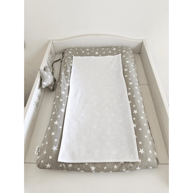 Matelas à langer imperméable avec housse – Gris Etoiles