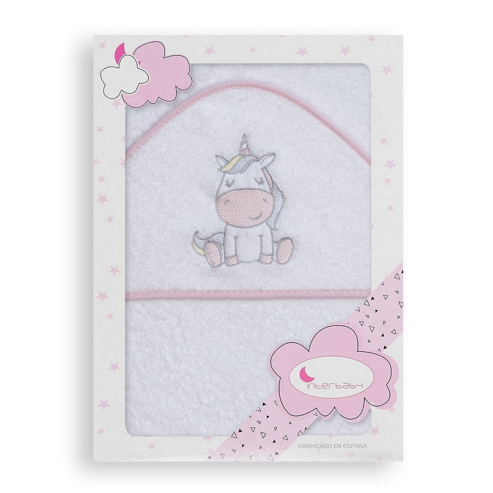 Interbaby Cape de bain Coton Licorne Rose