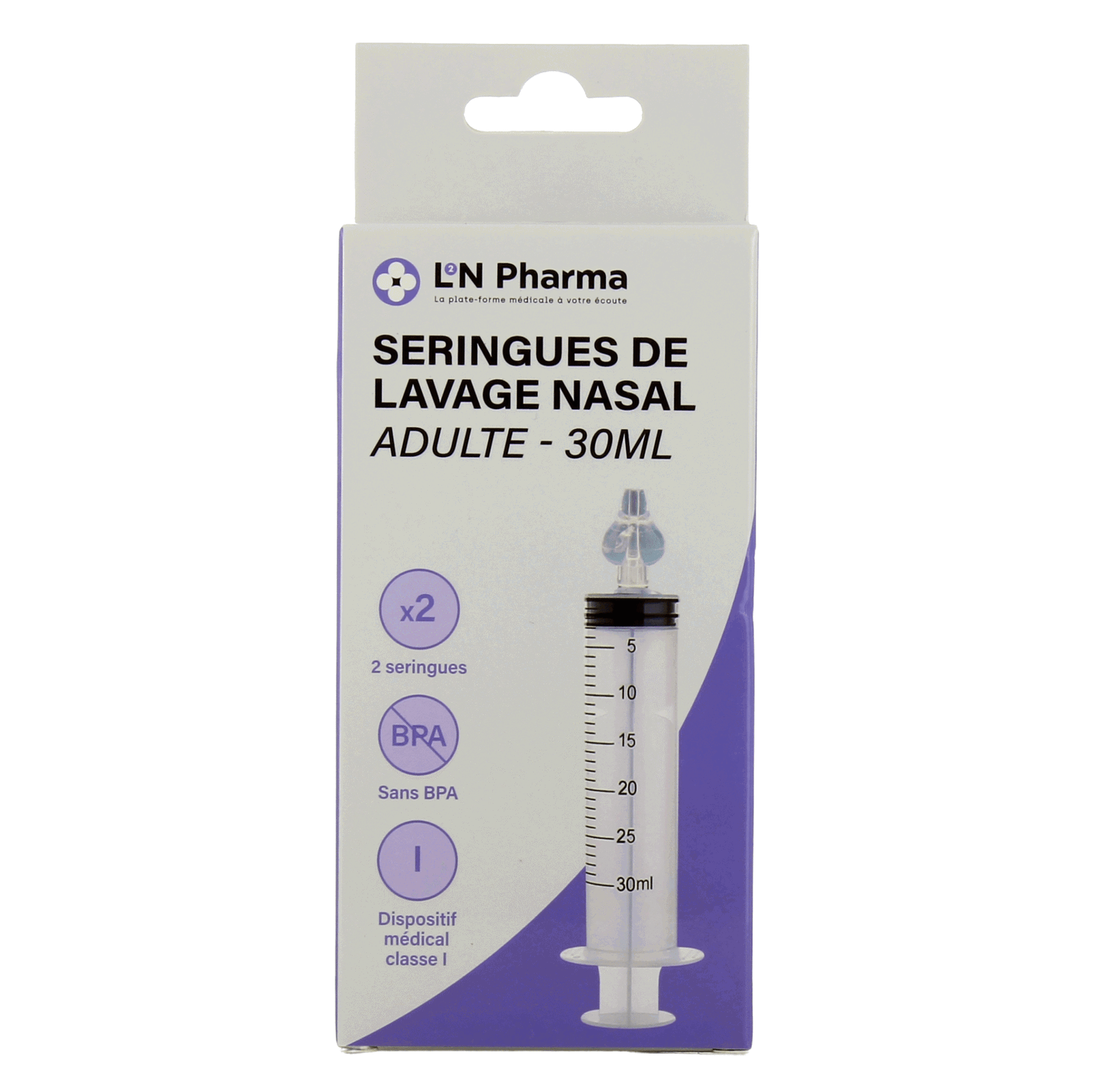 L2N Lot de 2 Seringues Adulte pour Lavage Nasal 30ml