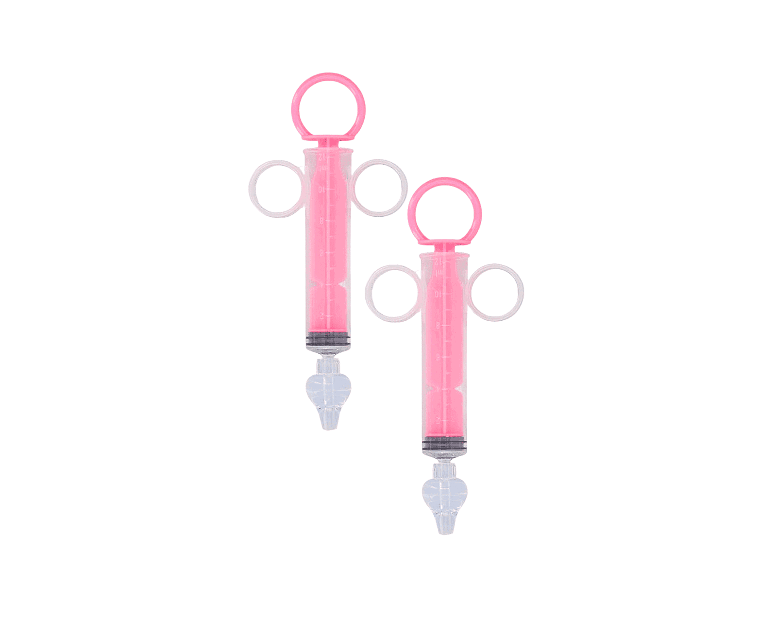 L2N Lot de 2 Seringues Bébé pour Lavage Nasal à anneaux Rose