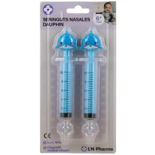 L2N Lot de 2 Seringues Bébé pour Lavage Nasal Dauphin