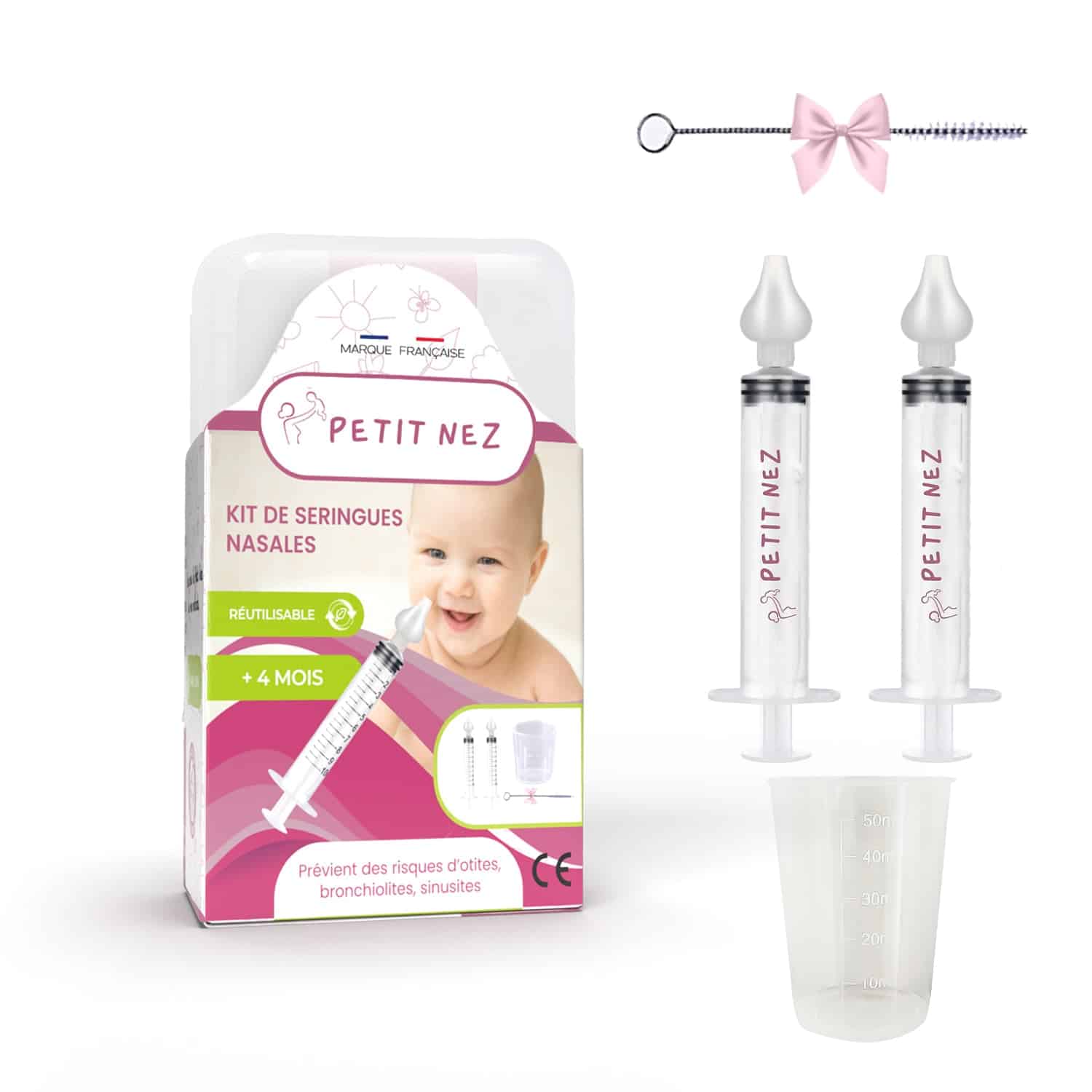 Petit Nez Kit De Seringues Nasales + Récipient 30ml + Brosse Offerte