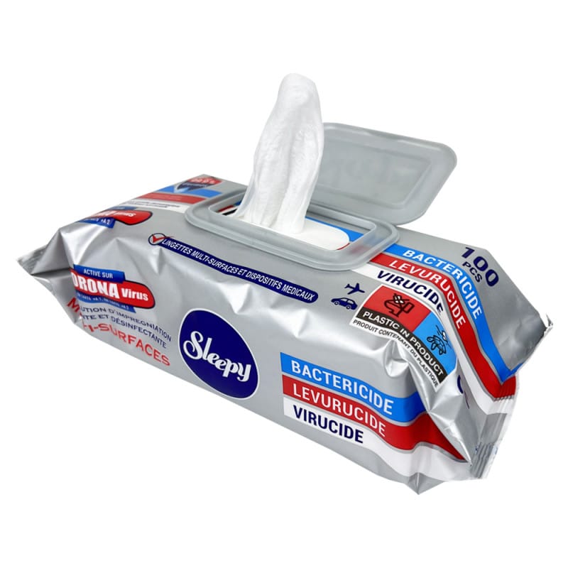 Sleepy Lingettes Anti-Virales Nettoyantes Et Désinfectantes EN14476 – Bactéricide, Virucide, Levuricide