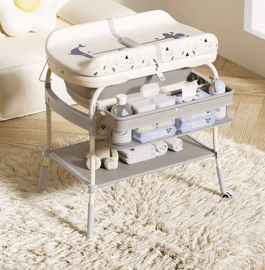 Table à langer & Baignoire avec Thermomètre digital intégré
