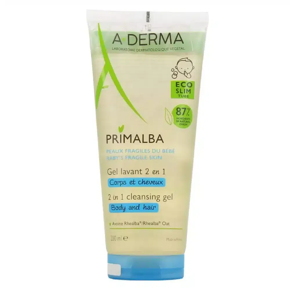 A-Derma Primalba Gel Lavant 2 en 1 Corps et Cheveux Peaux Fragiles 200ml