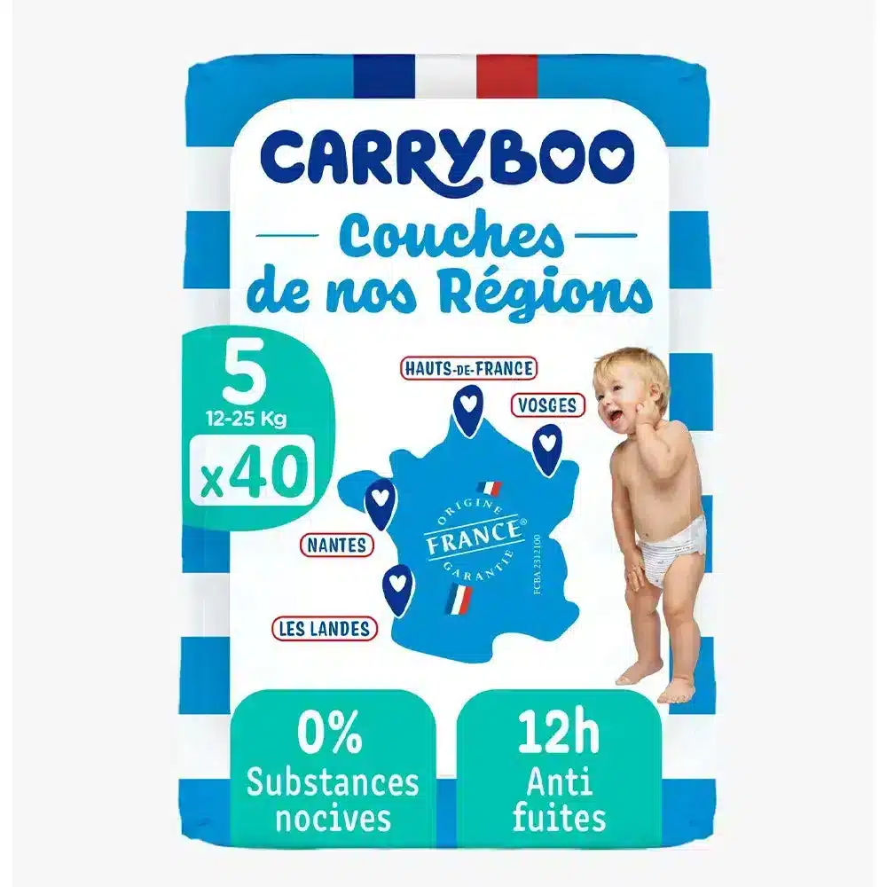Carryboo Couches Écologiques Taille 5 (12-25kg) 40 unités