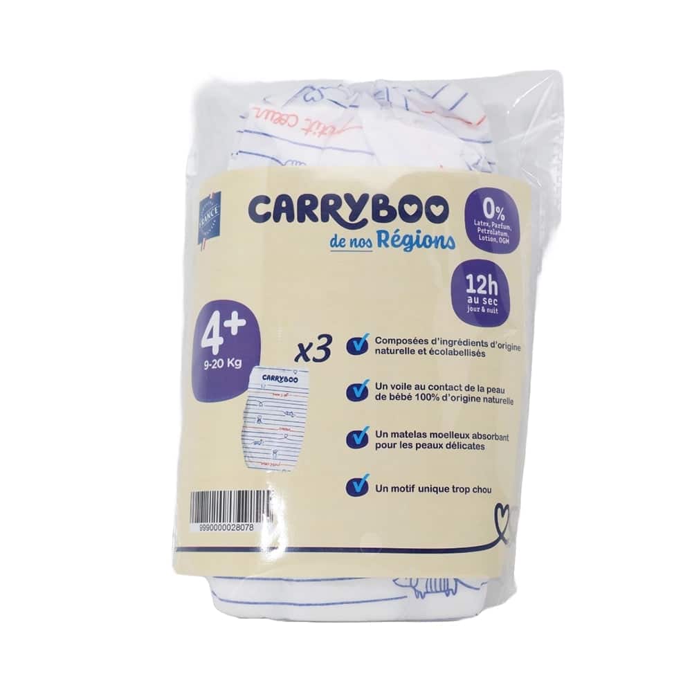Carryboo Couches Petit Format Taille 4+ (9-20kg) – 3 Unités