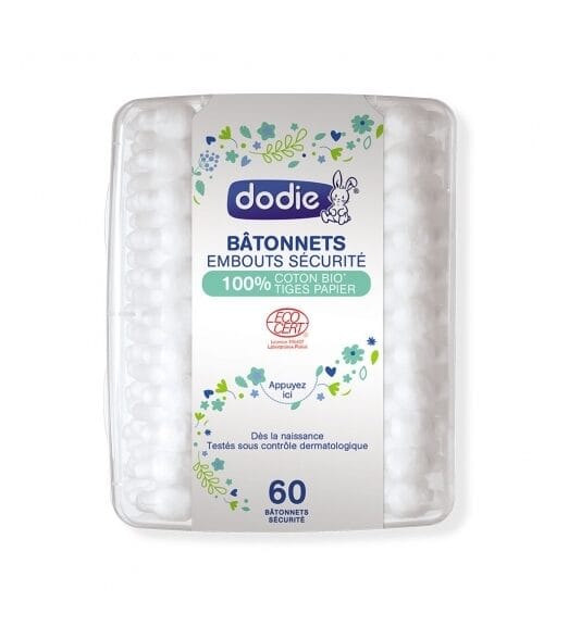 Dodie Bâtonnets Embouts Sécurité Coton Tiges Bio Bébé x60