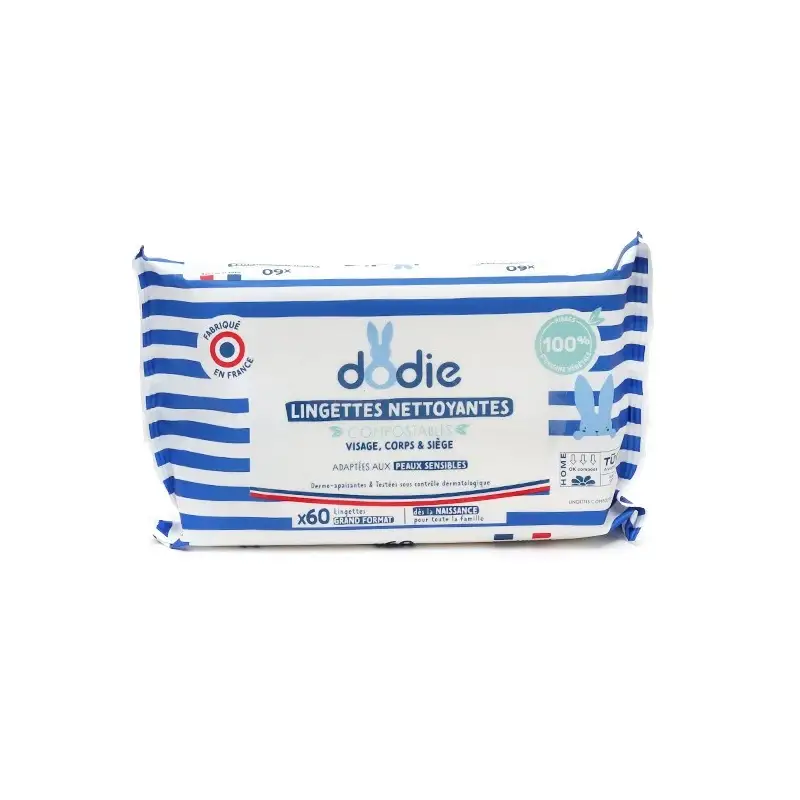Dodie Lingettes Nettoyantes Dermo 60 lingettes