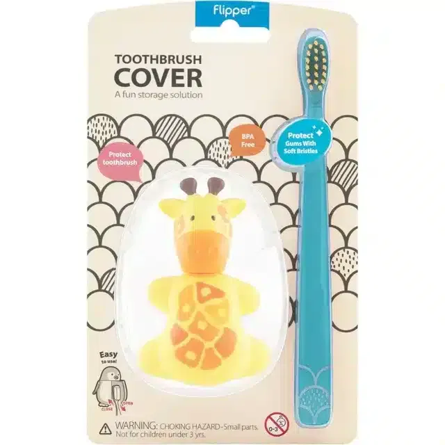 Flipper Brosse à dent avec couvercle – Girafe