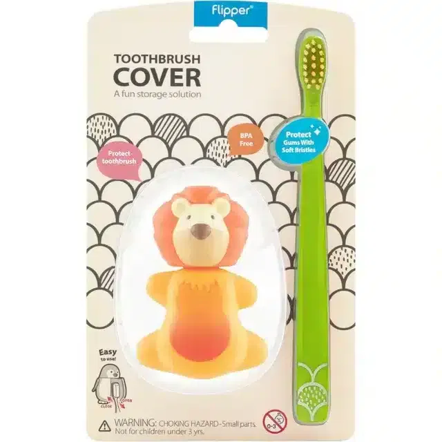 Flipper Brosse à dent avec couvercle – Lion
