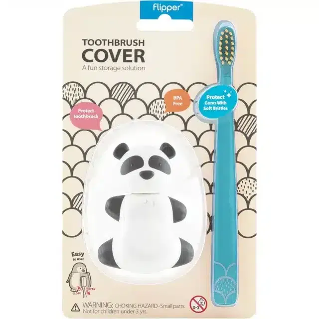 Flipper Brosse à dent avec couvercle – Panda