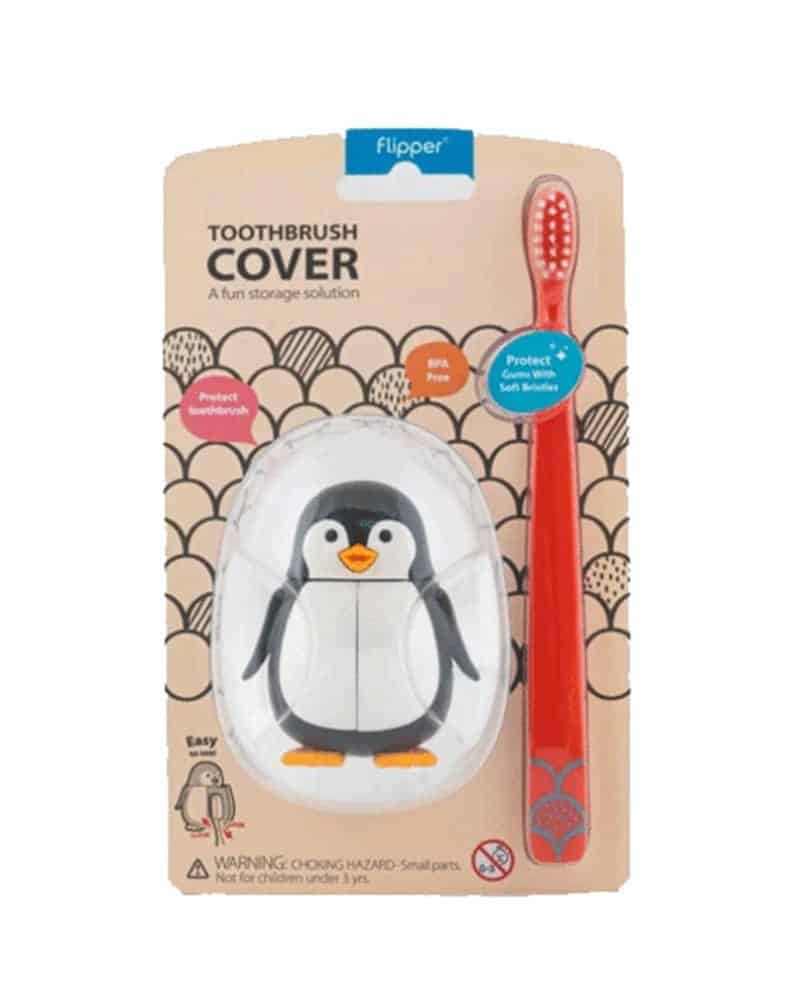Flipper Brosse à dent avec couvercle – Pingouin