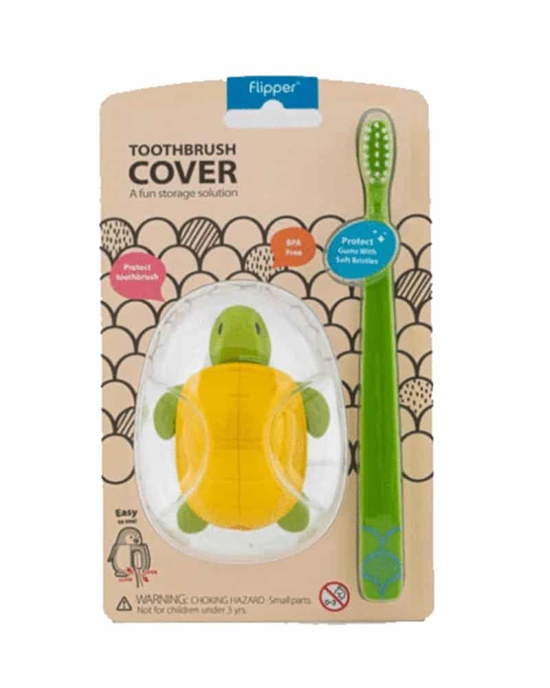 Flipper Brosse à dent avec couvercle – Tortue