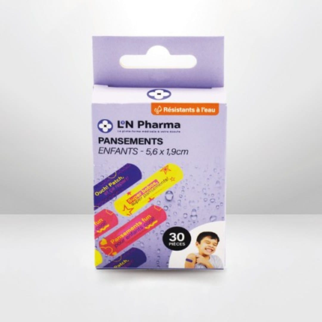 L2N Pharma Pansements Enfants 5,6 x 1,9 cm – Résistants à l’Eau