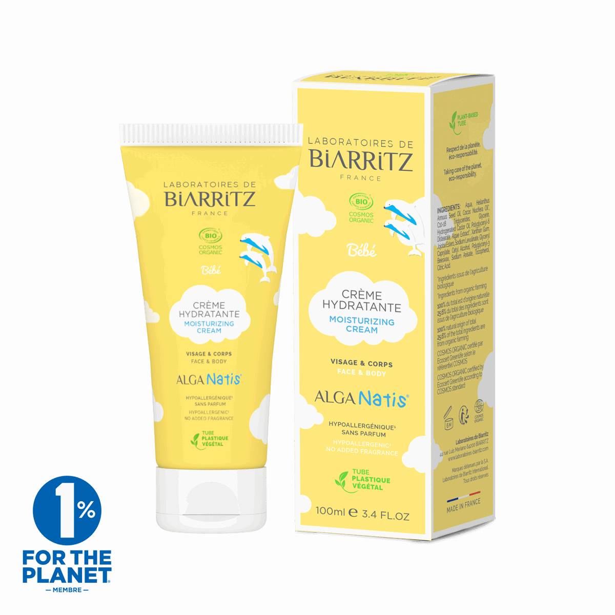 Laboratoires de Biarritz Crème hydratante bébé Visage & Corps 100ml