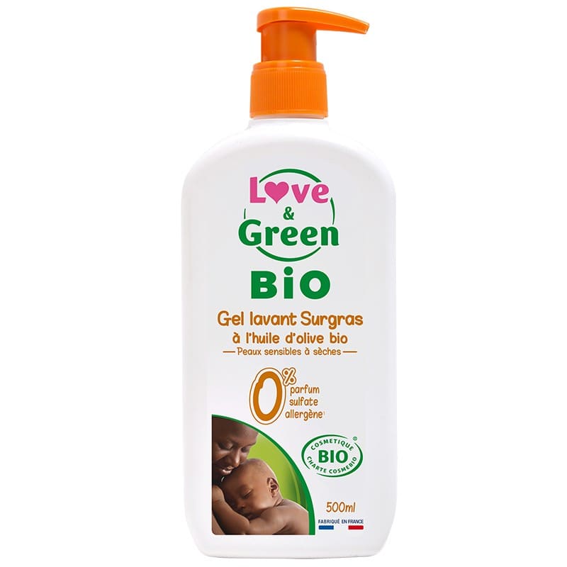 Love & Green Gel Lavant Surgras à l’Huile d’Olive Bio 500 ml