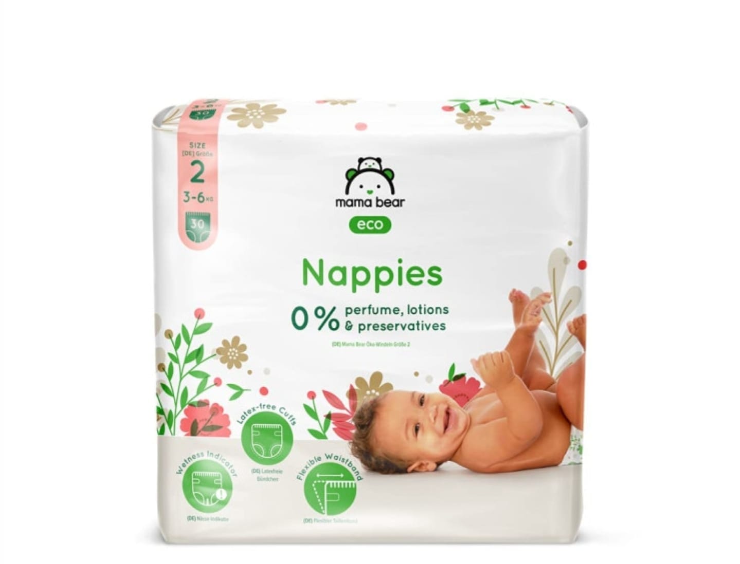 Mama Bear Couches bébé Écologiques Ultra Absorbantes Taille 2 (3-6 kg) 30un