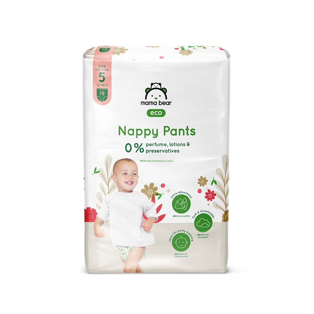 Mama Bear Couches-Culottes bébé Écologiques Ultra Absorbantes Taille 5 (12-18 kg) 19un
