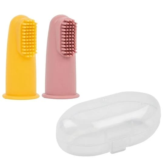 Nattou Set de Brosses à Dents 2 Pièces Silicone Rose