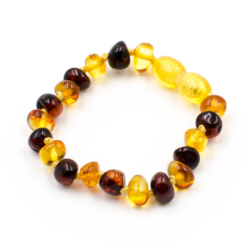 Nildor Bracelet d’Ambre Bébé Perles Baroques Multicolores 13,5cm BA150