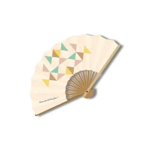 Nildor Éventail en bambou et Papier – Géométrique