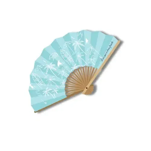 Nildor Éventail en bambou et Papier – Turquoise
