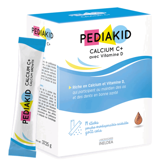 PEDIAKID Calcium C+ avec Vitamine D – 14 Sticks goût cola